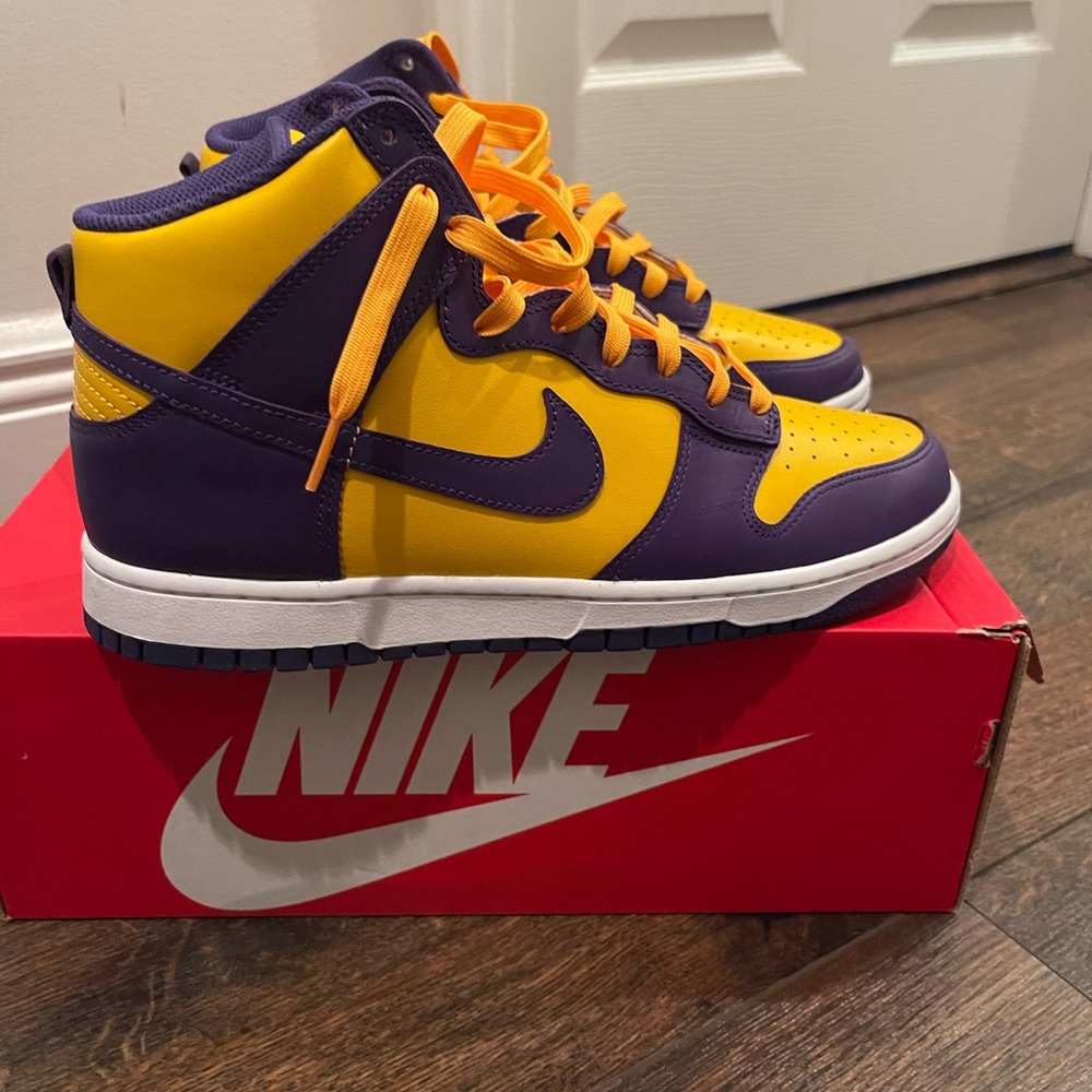 Nike Yellow and Purple High-Top Sneakers - Picture 7 of 10